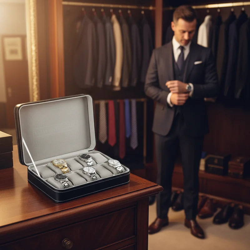 Etui de voyage pour montre en cuir 10 slots - lifestyle luxe | Boites Lefiguet