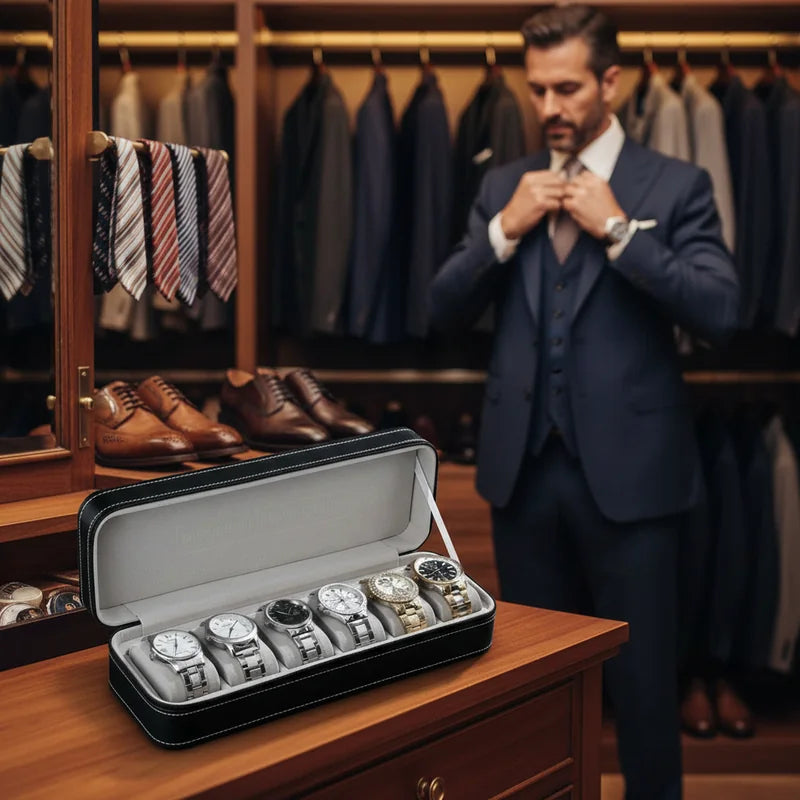 Housse montre cuir portable 6 slots - lifestyle luxe | Boites Lefiguet