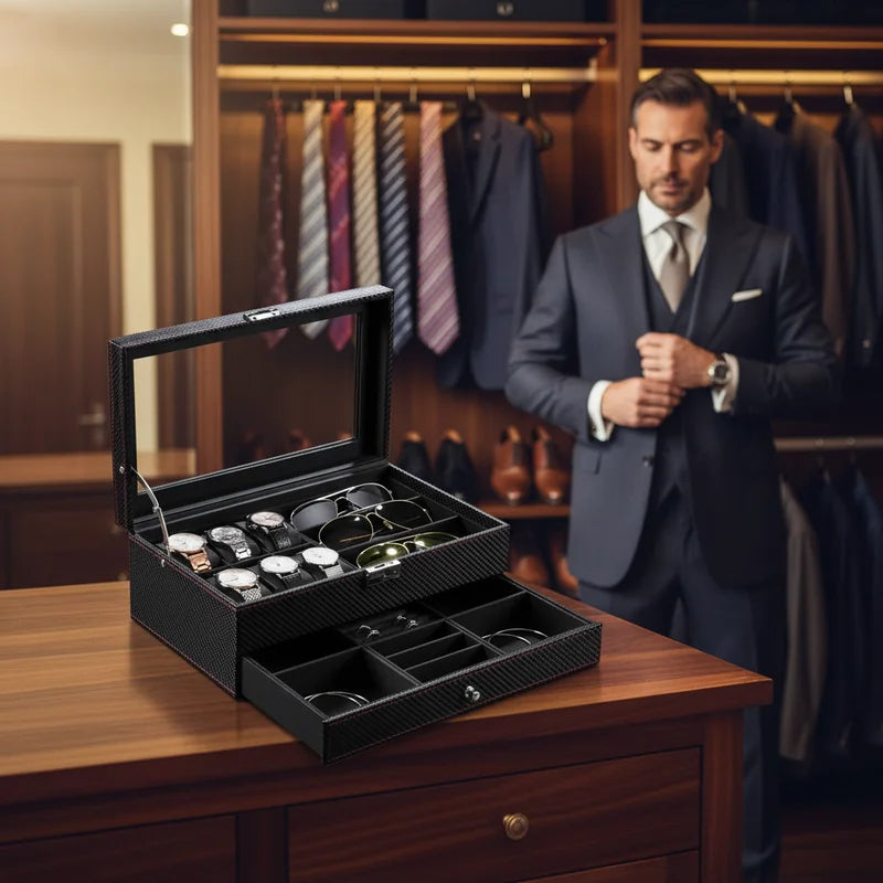 Coffret montre en carbone 6 slots - lifestyle luxe | Boites Lefiguet