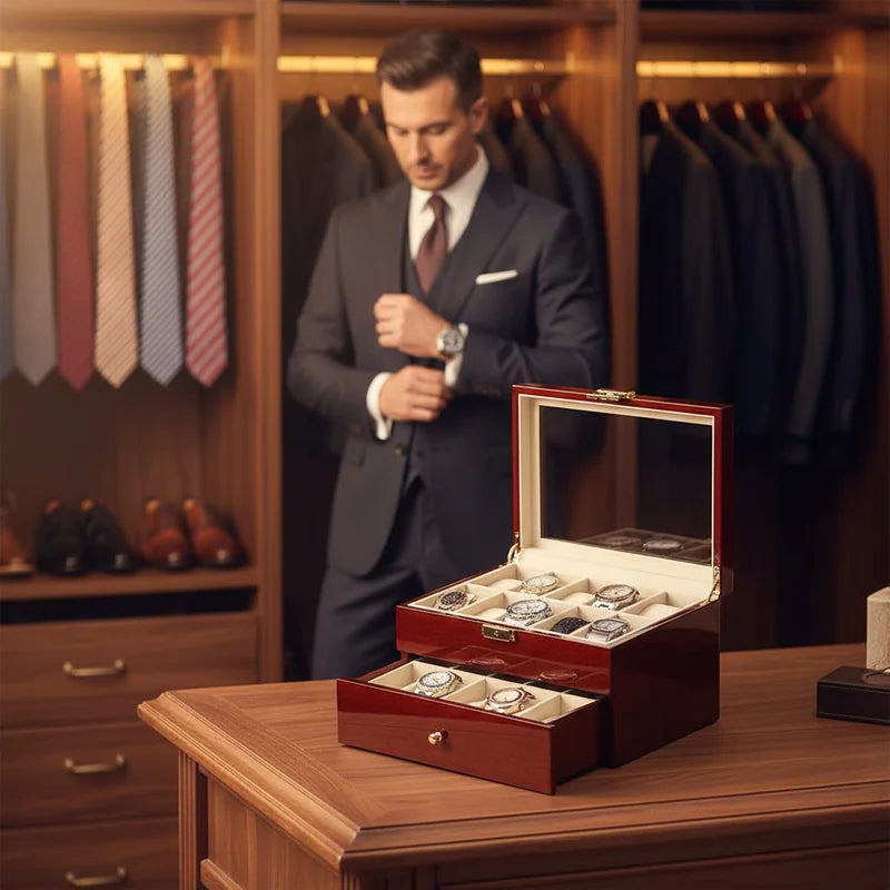 Boite a montre rangement en bois 20 Slots - lifestyle luxe | Boites Lefiguet
