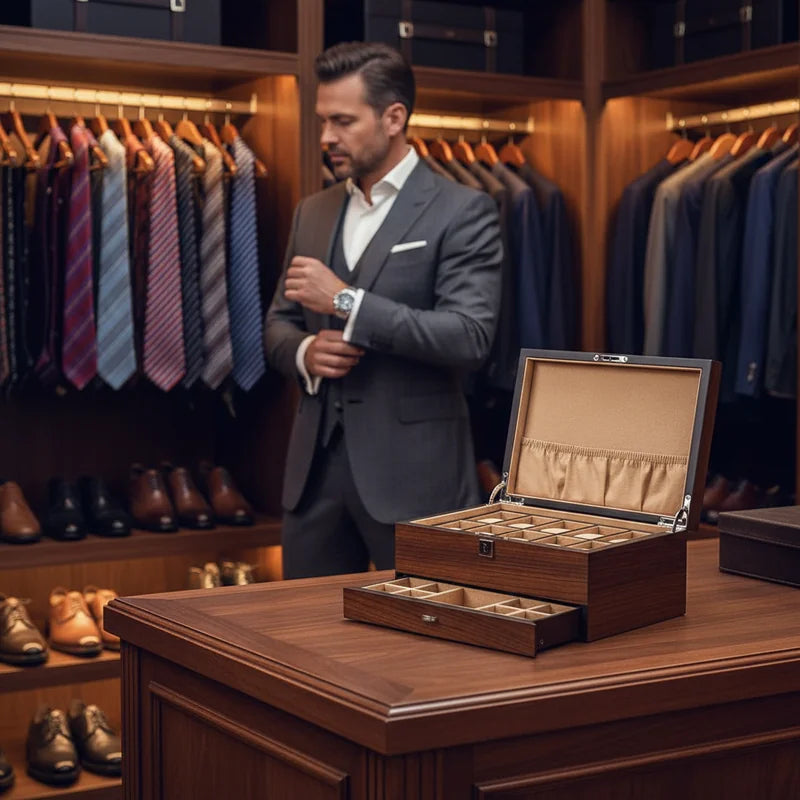 Coffret montre en bois avec poche 10 Slots - lifestyle luxe | Boites Lefiguet