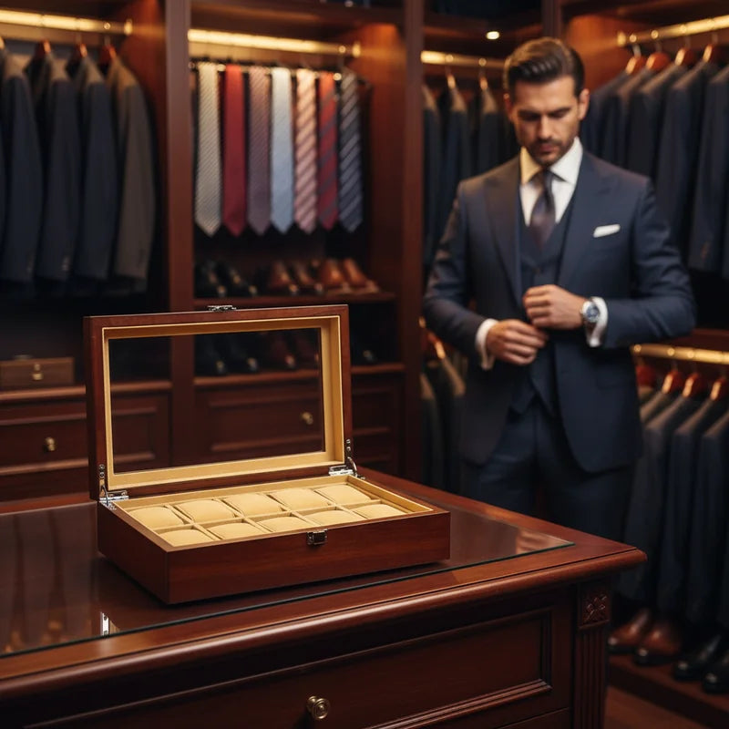 Boite a Montre en Bois de Rangement 10 Slots - lifestyle luxe | Boites Lefiguet