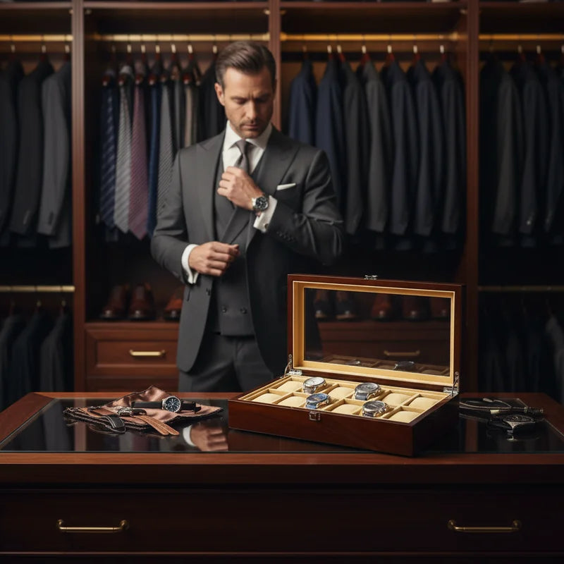 Boite a Montre en Bois de Rangement 12 Slots - lifestyle luxe | Boites Lefiguet