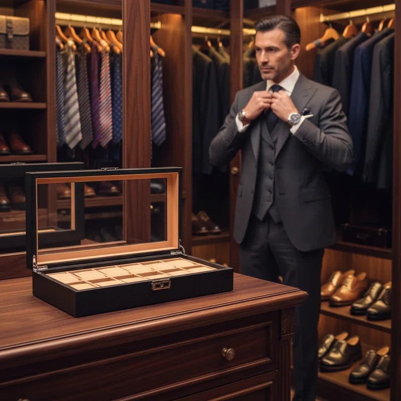 Boite a Montre Carbone 12 Slots - lifestyle luxe | Boites Lefiguet