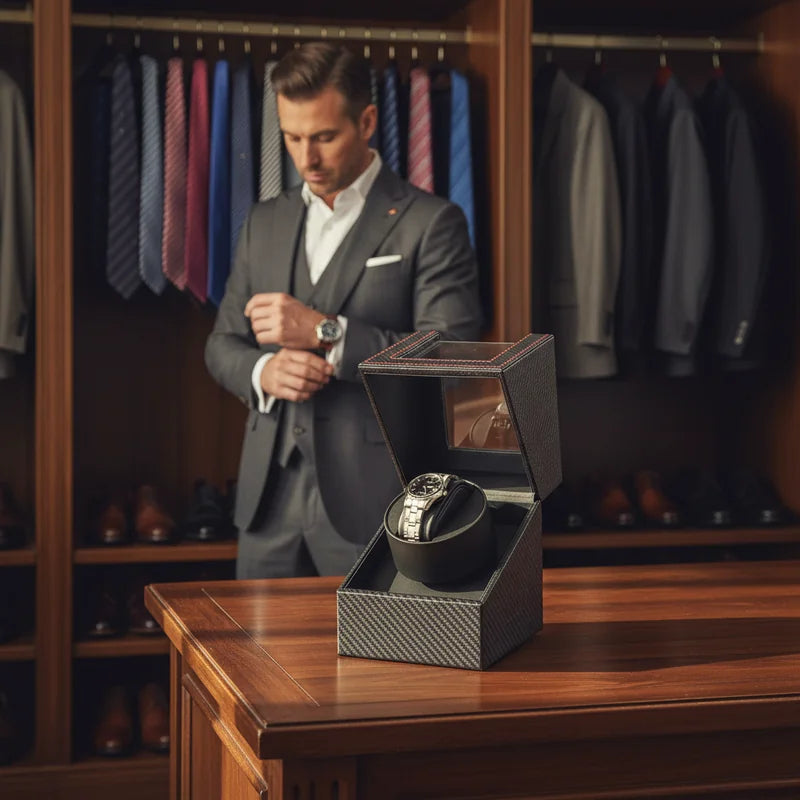 Remontoir montre automatique Carbone 1 Slots - lifestyle luxe | Boites Lefiguet
