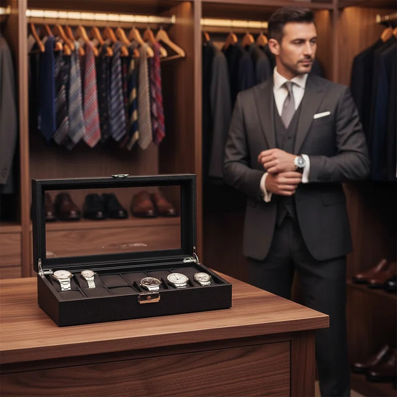 Boite a montre fibre de carbone 12 Slots - lifestyle luxe | Boites Lefiguet