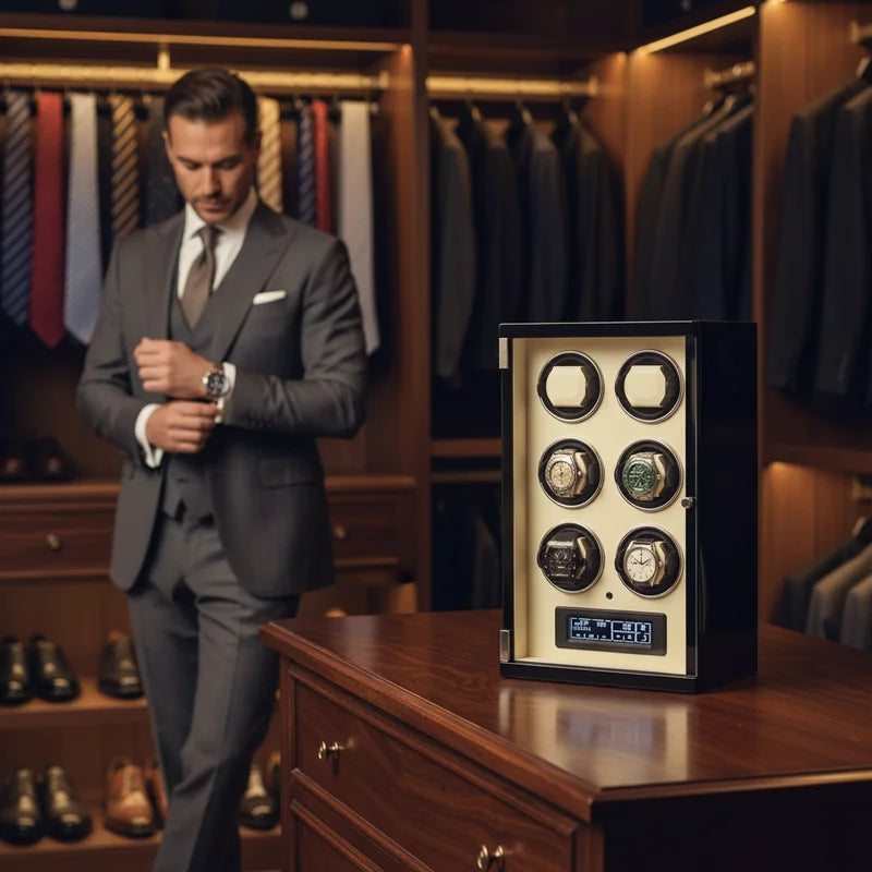 Remontoir pour montres automatique Bois 6 Slots - lifestyle luxe | Boites Lefiguet