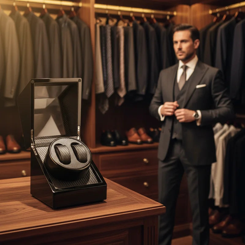 Remontoir montre automatique Black Wood 2 Slots - lifestyle luxe | Boites Lefiguet