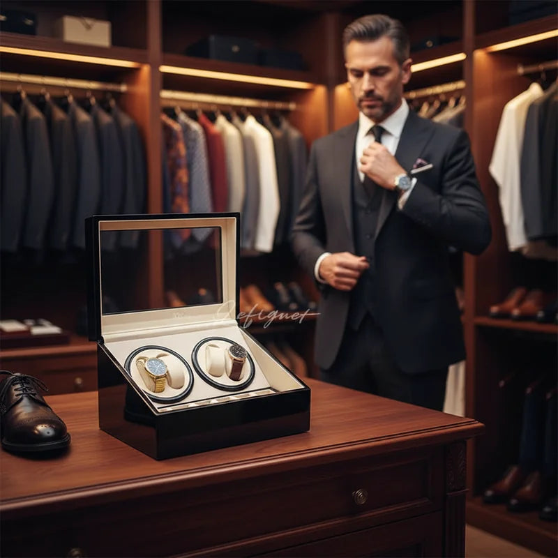 Remontoir montre automatique en Bois 4 Slots - lifestyle luxe | Boites Lefiguet