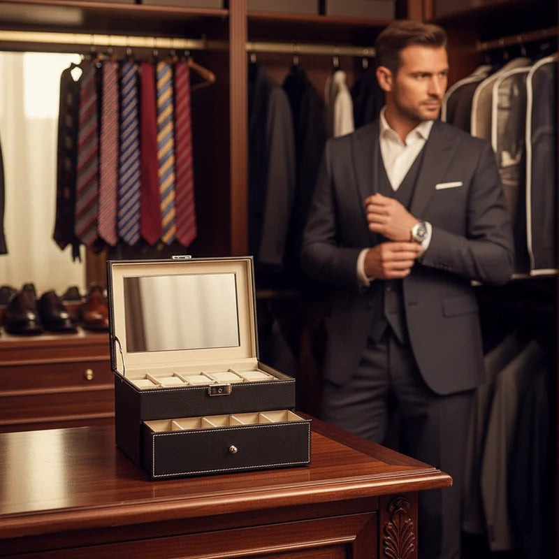 Boite a montre rangement en cuir 20 Slots - lifestyle luxe | Boites Lefiguet