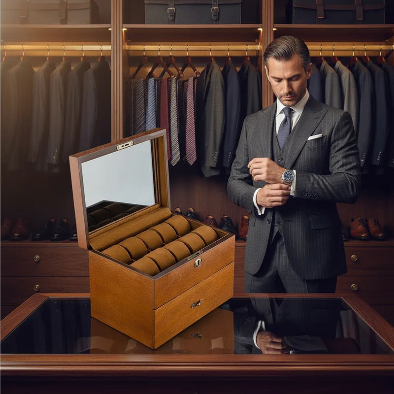 Boite a montre en frêne vintage 20 Slots - lifestyle luxe | Boites Lefiguet