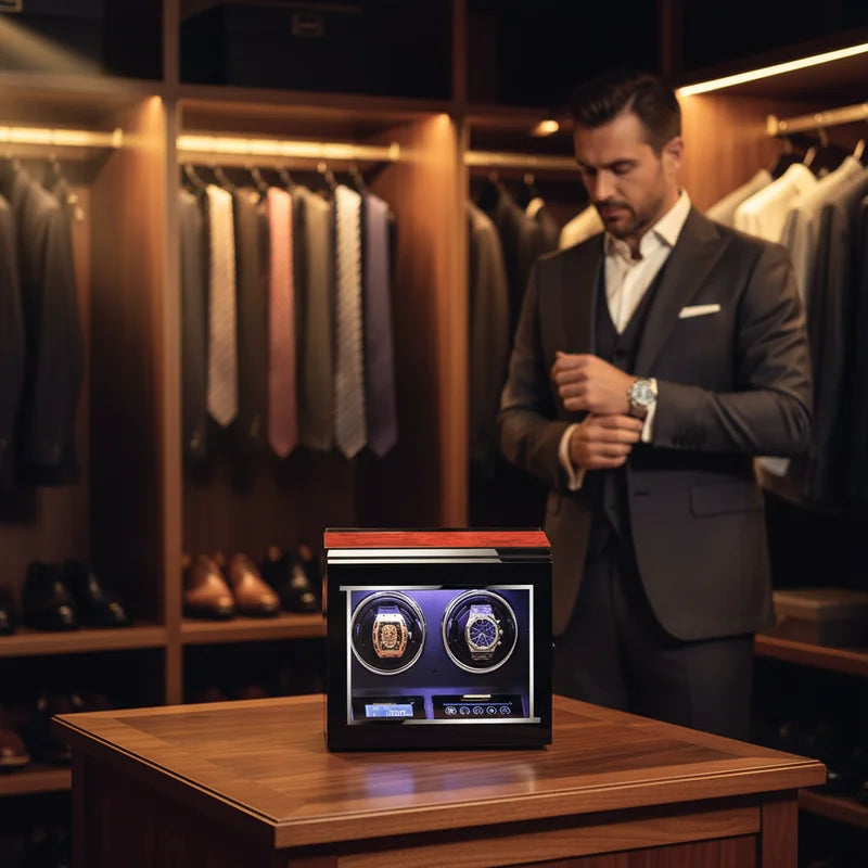 Remontoir montre automatique Bois Laqué 2 Slots - lifestyle luxe | Boites Lefiguet