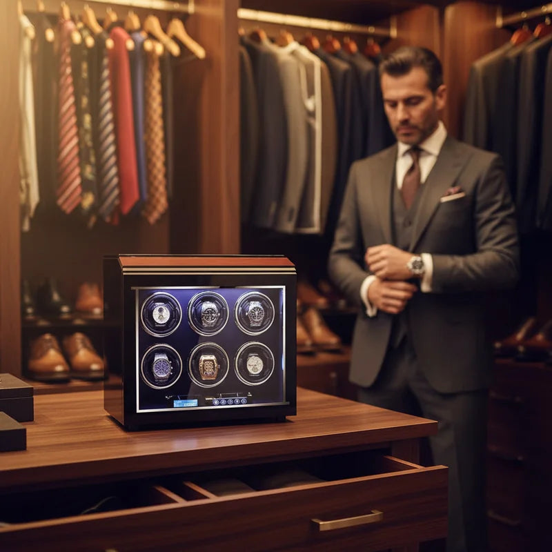 Remontoir montre automatique Bois Laqué 6 Slots - lifestyle luxe | Boites Lefiguet