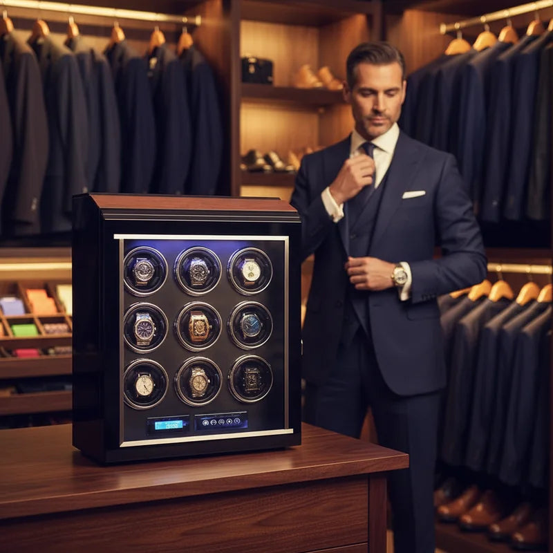 Remontoir montre automatique Bois Laqué 9 Slots - lifestyle luxe | Boites Lefiguet