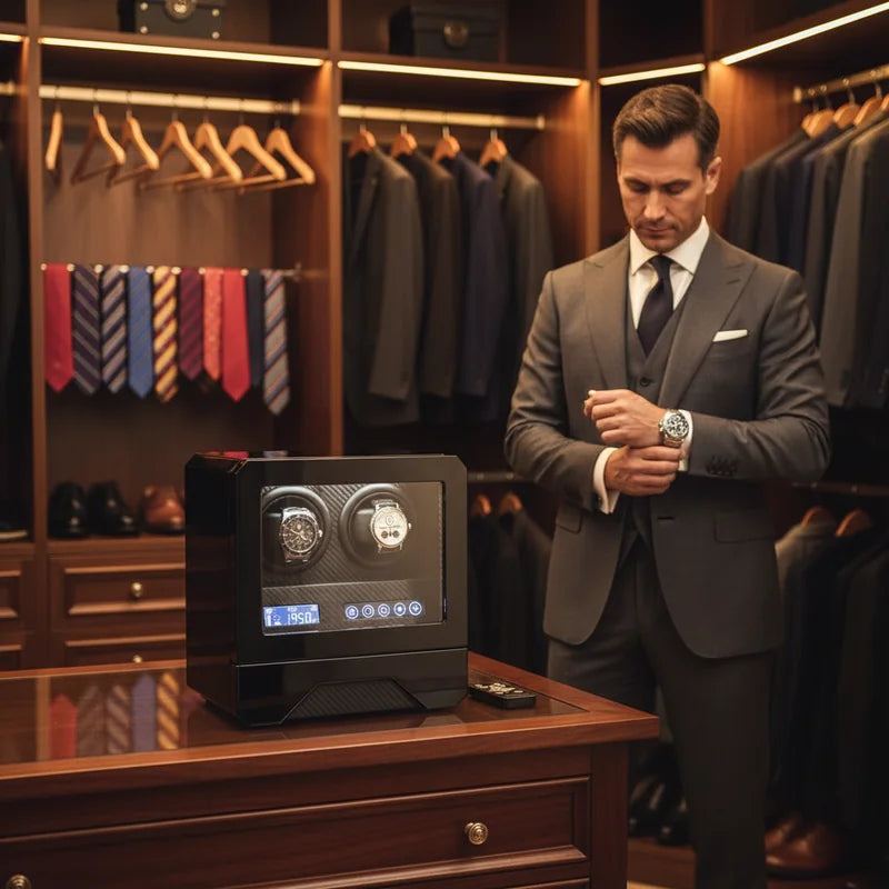 Remontoir montre automatique carbone 2 Slots - lifestyle luxe | Boites Lefiguet