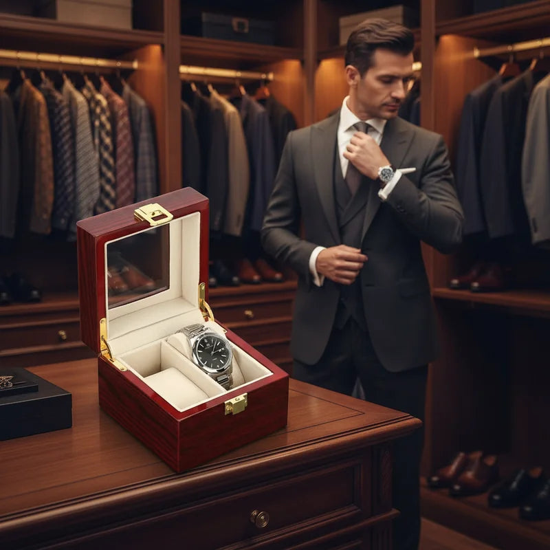 Boite a Montre Bois Rouge 2 slots - lifestyle luxe | Boites Lefiguet