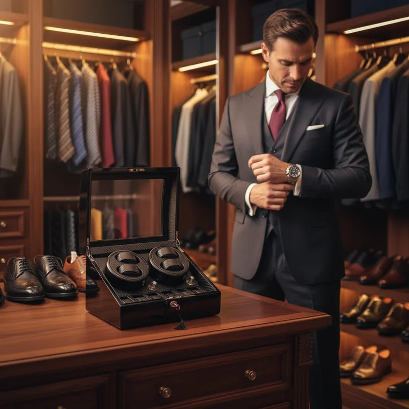 Remontoir montre automatique en fibre de carbone 10 Slots - lifestyle luxe | Boites Lefiguet