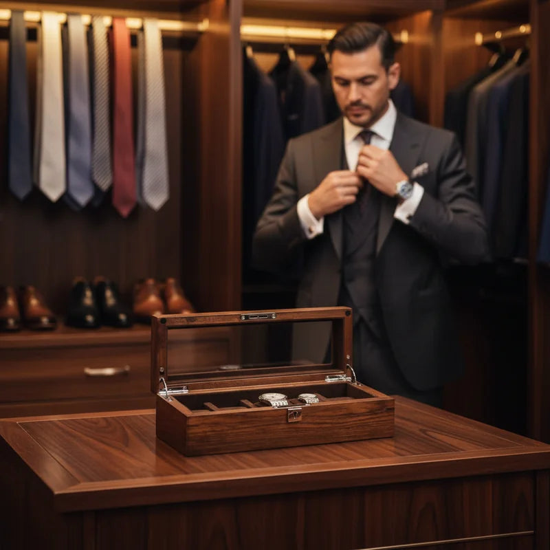 Boite a Montre en Bois Massif 5 Slots - lifestyle luxe | Boites Lefiguet
