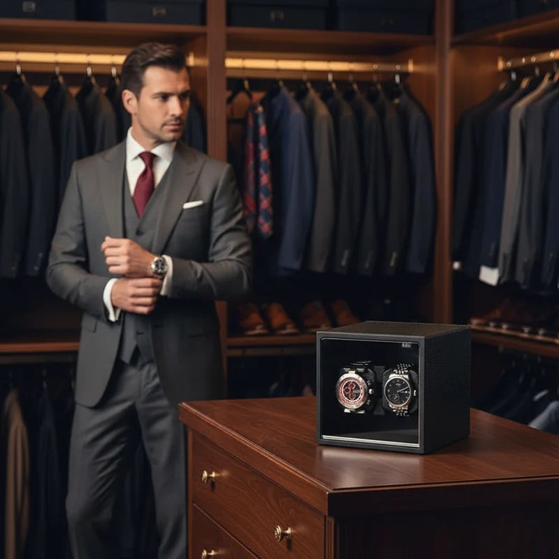 Remontoir montre automatique Cube 2 Slots - lifestyle luxe | Boites Lefiguet