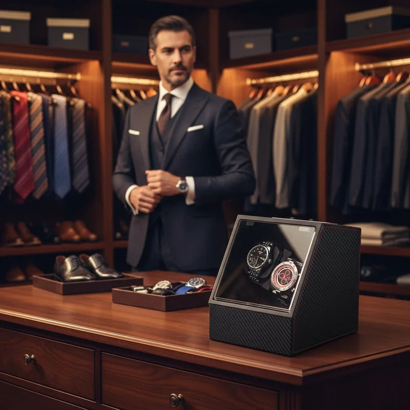 Remontoir à montres automatiques carbone 2 Slots - lifestyle luxe | Boites Lefiguet