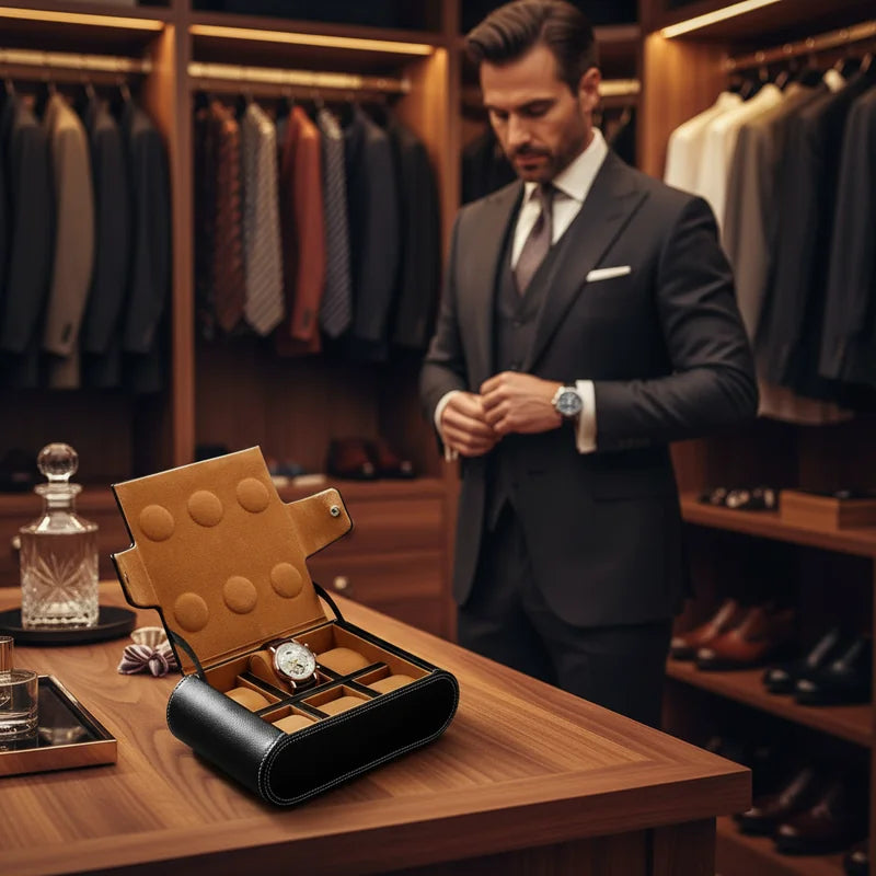 Etui de voyage en cuir véritable pour montre 6 slots - lifestyle luxe | Boites Lefiguet