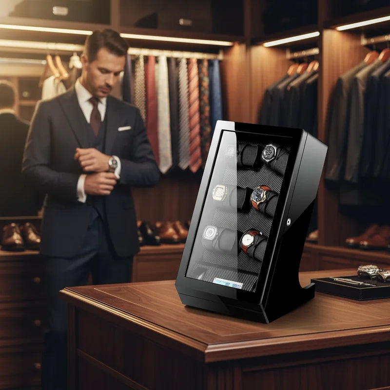 Remontoir carbone montres automatiques vertical 12 Slots - lifestyle luxe | Boites Lefiguet