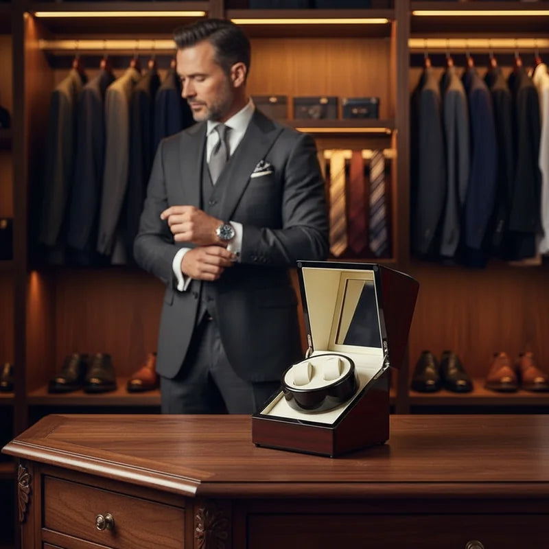 Remontoir montre automatique Red Wood 2 Slots - lifestyle luxe | Boites Lefiguet