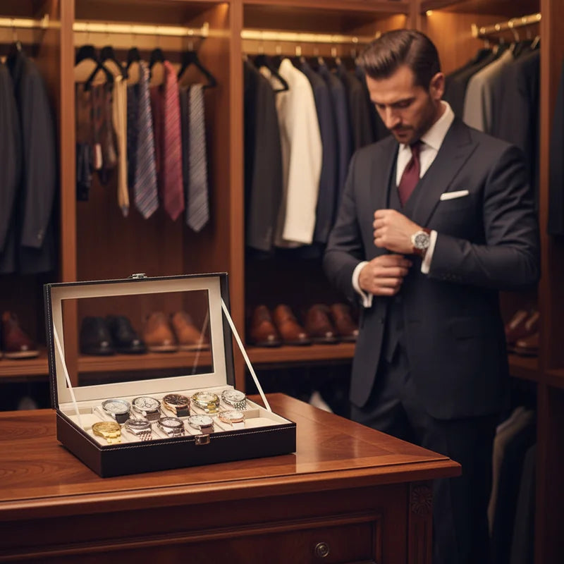 Boite a montre simili cuir 12 slots - lifestyle luxe | Boites Lefiguet