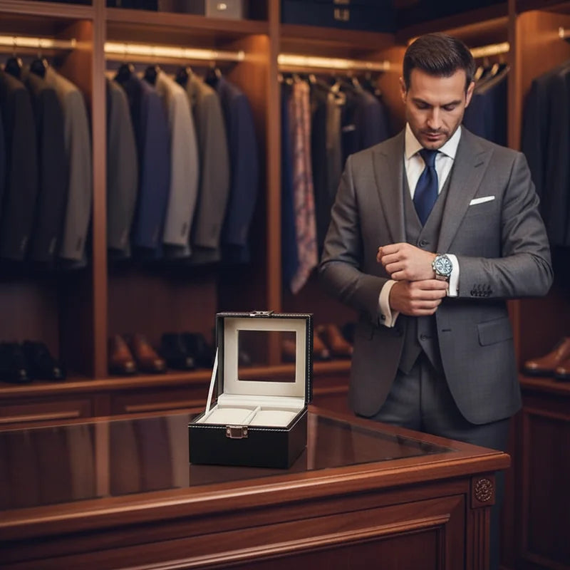 Boite a montre simili cuir 2 slots - lifestyle luxe | Boites Lefiguet