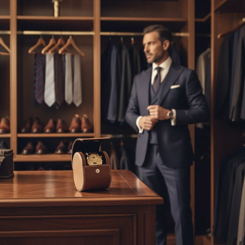Etui de voyage pour montre marron 1 Slot - lifestyle luxe | Boites Lefiguet