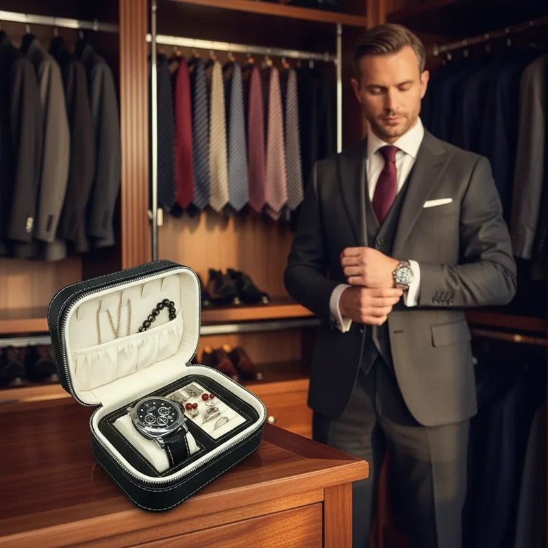 Boitier en cuir motif Autruche 2 Slots - lifestyle luxe | Boites Lefiguet