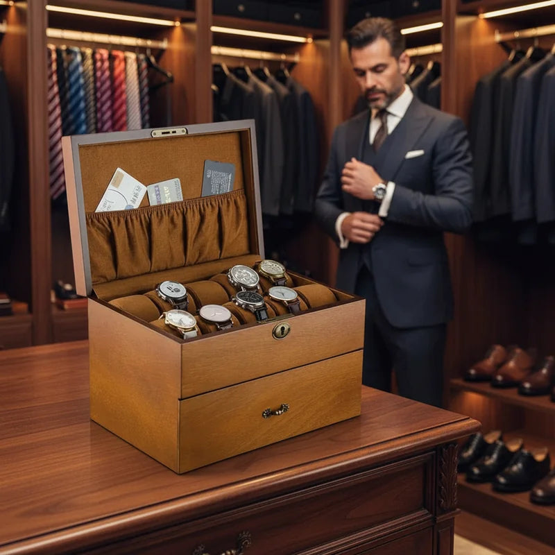 Boite a montre en frêne avec poche 20 Slots - lifestyle luxe | Boites Lefiguet