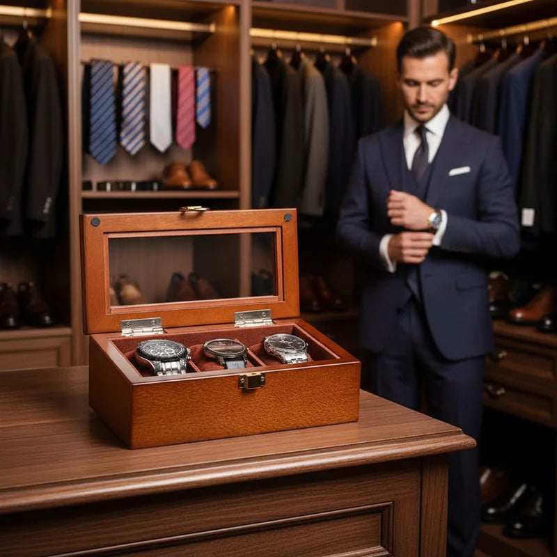Boite de rangement de montres en Bois 3 slots - lifestyle luxe | Boites Lefiguet