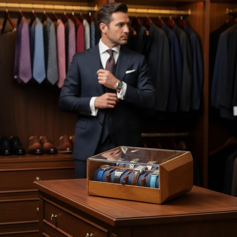 Boite à montre Luxueuse Gravée 8 slots - lifestyle luxe | Boites Lefiguet