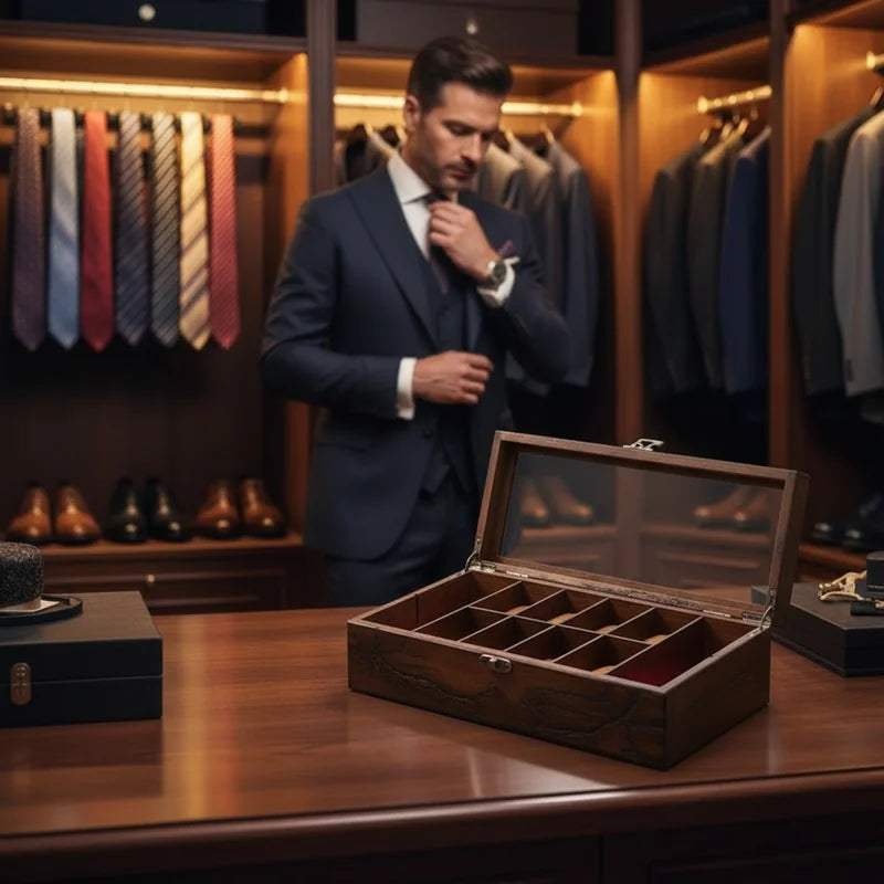 Boite à montre 8 slots - Brown Wood - lifestyle luxe | Boites Lefiguet