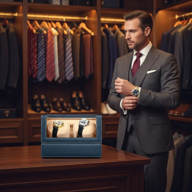 Remontoir De Montre Bleu 2 Slots - lifestyle luxe | Boites Lefiguet