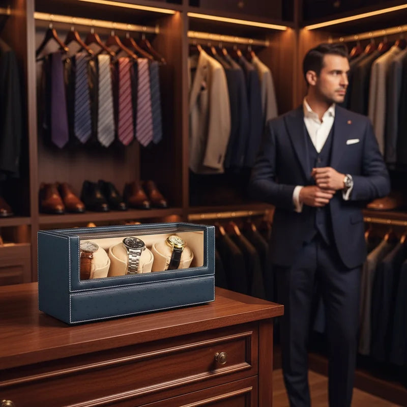 Remontoir De Montre Bleu 3 Slots - lifestyle luxe | Boites Lefiguet