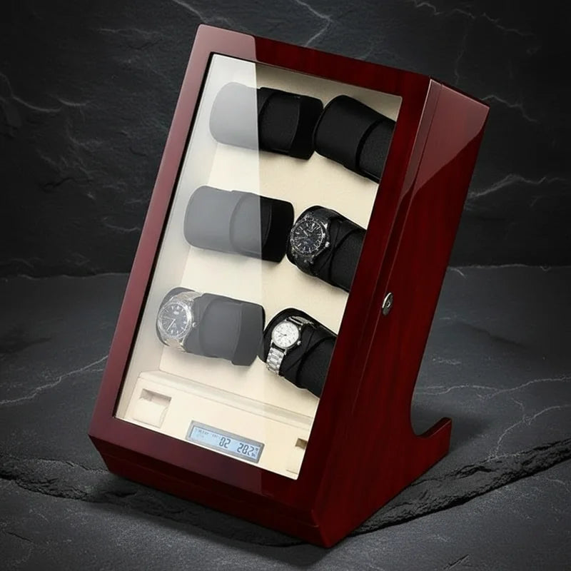 Remontoir bois montres automatique vertical 10 Slots vue plongeante - rangement montres | Boites Lefiguet