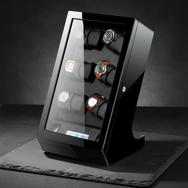 Remontoir carbone montres automatiques vertical 12 Slots - rangement montres | Boites Lefiguet