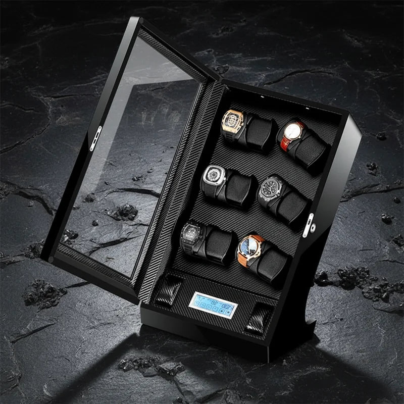 Remontoir carbone montres automatiques vertical 12 Slots - rangement montres | Boites Lefiguet