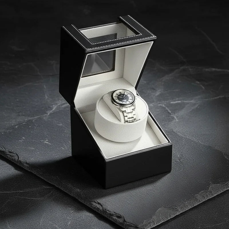 Remontoir montre auto en cuir noir 1 Slot - rangement montres | Boites Lefiguet