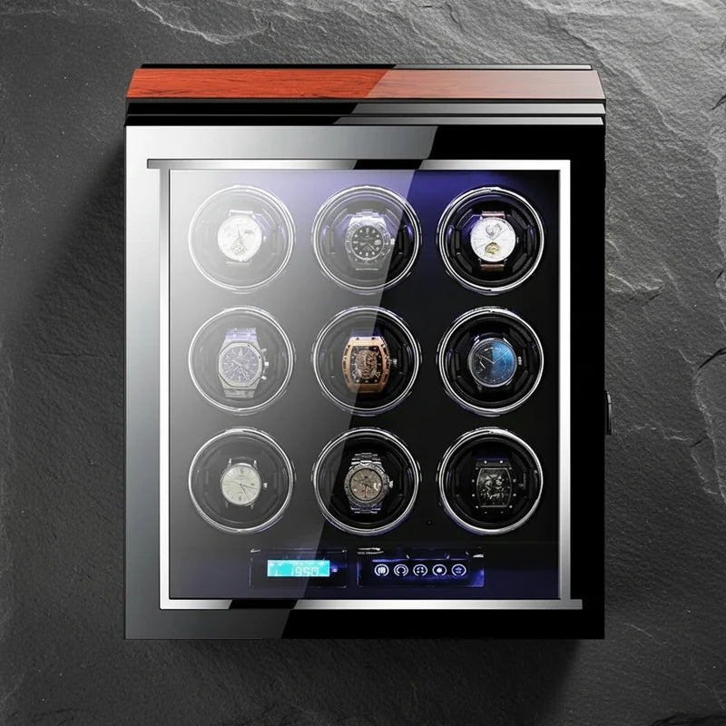 Remontoir montre automatique Bois Laqué 9 Slots - rangement montres, en bois | Boites Lefiguet