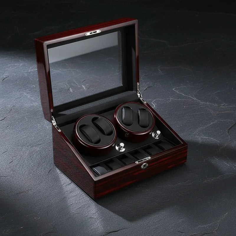 Remontoir montre automatique Bois vernis 10 Slots - rangement montres, en bois | Boites Lefiguet