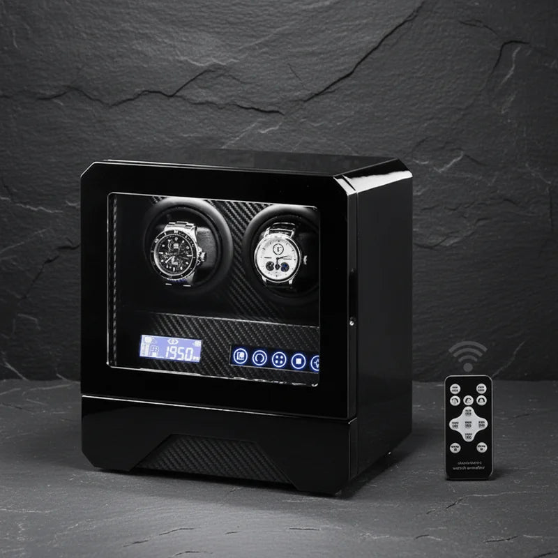 Remontoir montre automatique carbone 2 Slots - rangement montres | Boites Lefiguet