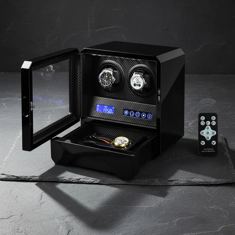 Remontoir montre automatique carbone 2 Slots - rangement montres | Boites Lefiguet