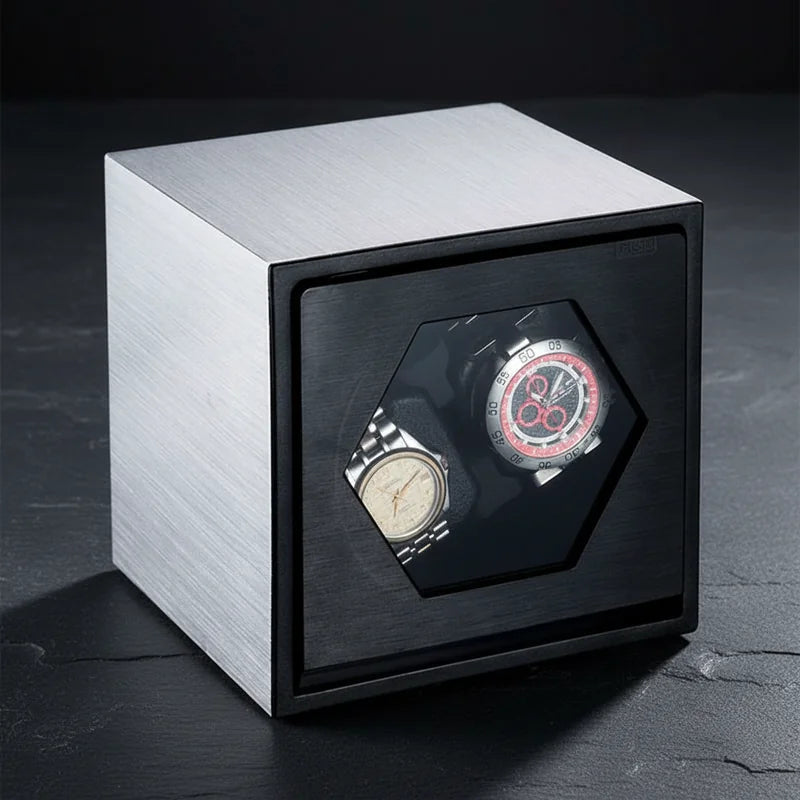 Remontoir montre automatique Cube Aluminium 2 Slots - rangement montres | Boites Lefiguet