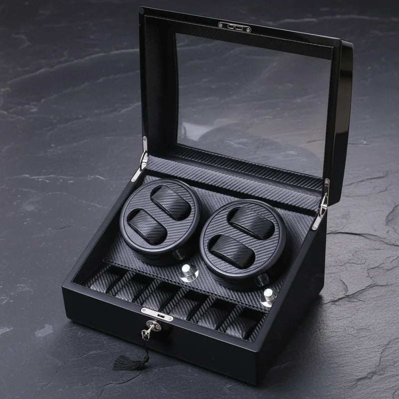 Remontoir montre automatique en fibre de carbone 10 Slots - rangement montres | Boites Lefiguet