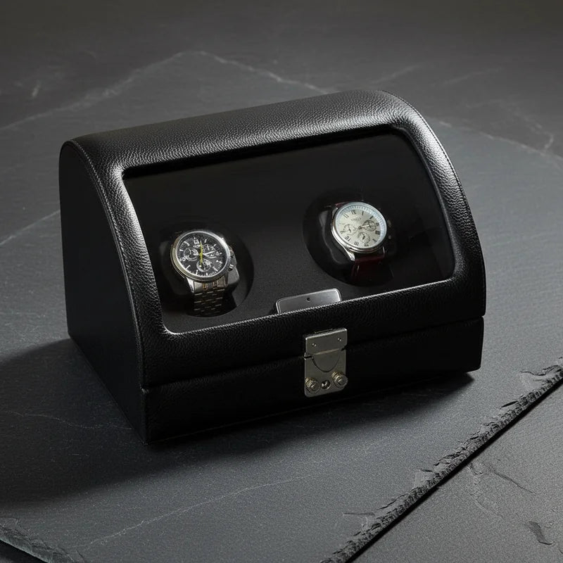 Remontoir montre en cuir horizontal 2 slots - rangement montres, en cuir | Boites Lefiguet