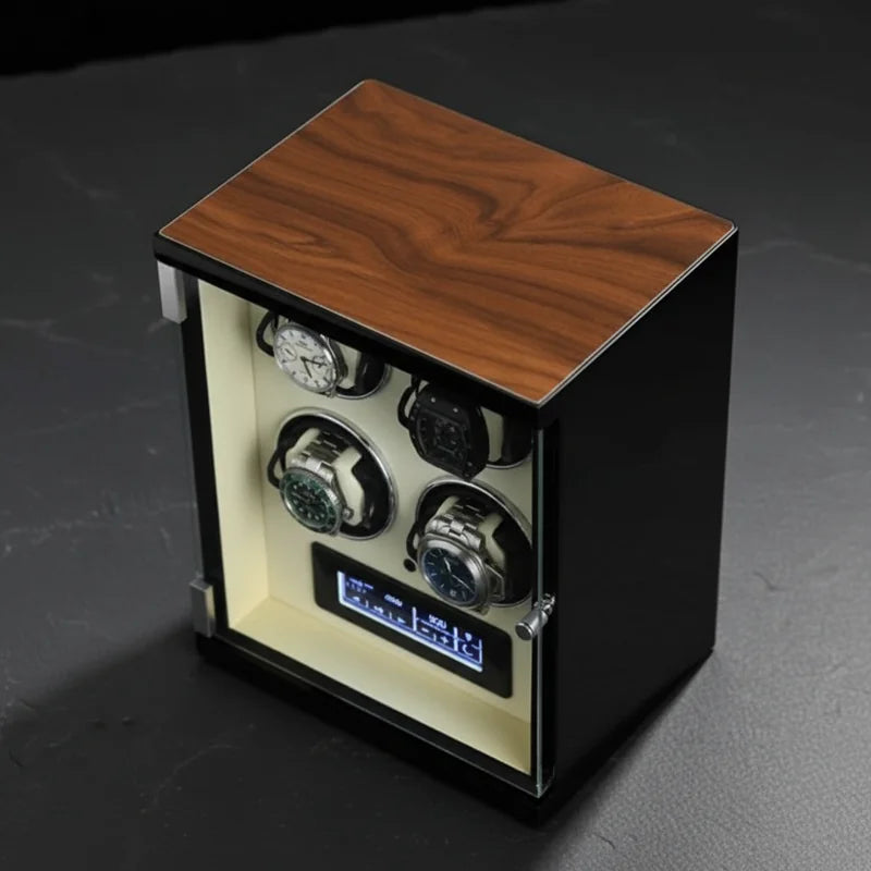 Remontoir pour montres automatique Bois 4 Slots vue plongeante - rangement montres | Boites Lefiguet