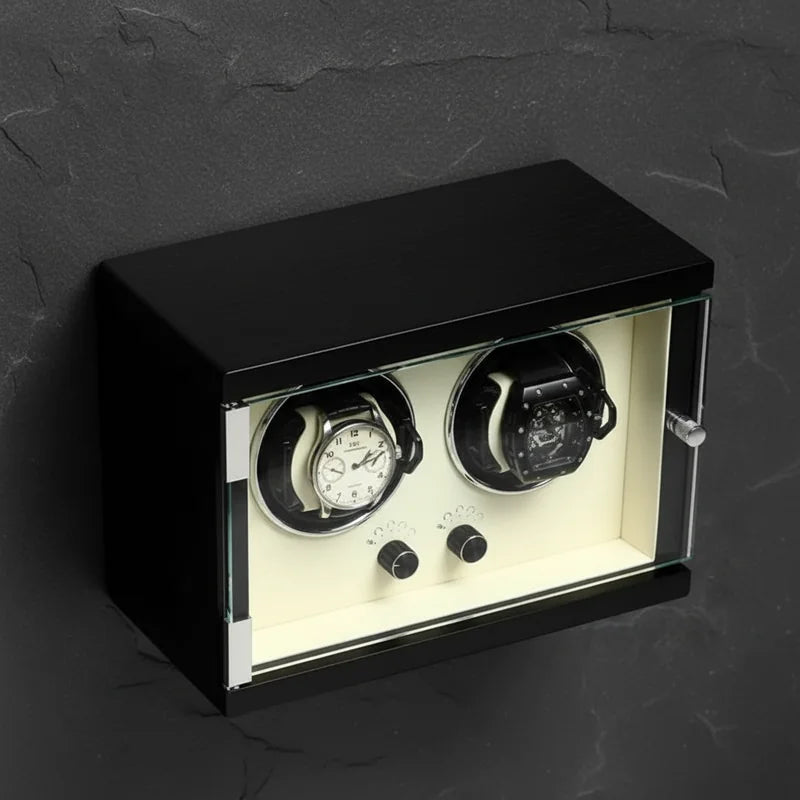 Remontoir pour montres automatique Bois 2 Slots vue plongeante - rangement montres | Boites Lefiguet